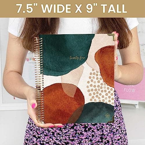 bloom daily planners 2024 Hardcover Calendar Year Goal & Vision Planner (January 2024 - December 2024) - Monthly/Weekly Column View Agenda Organizer - 7.5" x 9" - Earthy Abstract, Green 7