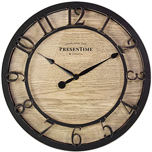 Presentime & Co 10" Farmhouse Series Wall Clock, Cottage Style, Vintage Design, Oil Rubbed Bronze