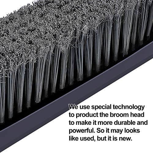 Yocada Push Broom Brush Stiff Bristles 12.8" Broom Head Telescopic Heavy-Duty Outdoor Commercial for Cleaning Bathroom Kitchen Patio Garage Deck Concrete Wood Stone Tile Floor 5