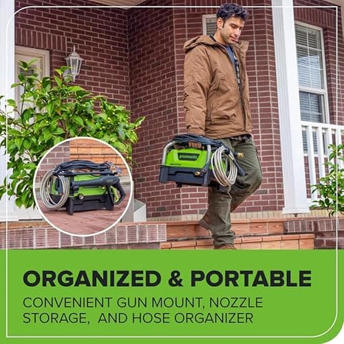 Greenworks 1900 PSI (SGS Certified) 1.2 GPM 13Amp Portable Compact Electric Pressure Washer, Power Washer for Cars, Driveways, Patios, Patio Furniture & Around Pools 9