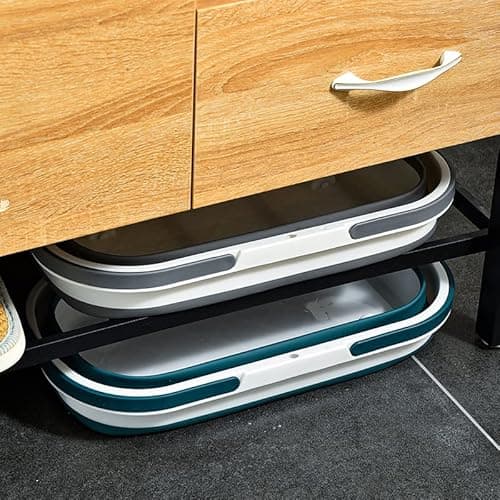 Goderewild Collapsible Plastic Bucket with Wheels 12L (3.17 Gallon) for House Cleaning, Camping, and RV - Multi-Purpose Rectangular Handy Basket for Cleaning Mop - Lightweight and Portable (Blue) 9