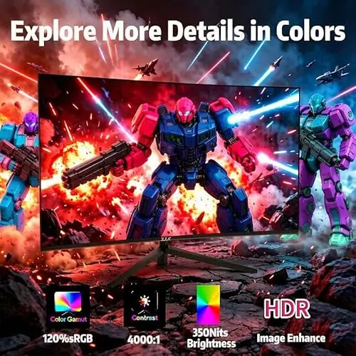 ZZA 27 Inch Curved Gaming Monitor 200Hz 180Hz 165Hz |1msMPRT |FHD 1080P Computer Monitor FreeSync|1800R|120% sRGB|HDR|Low Blue Light|HDMI DP Ports|VESA Mount|Metal Stand（No Speaker） 7