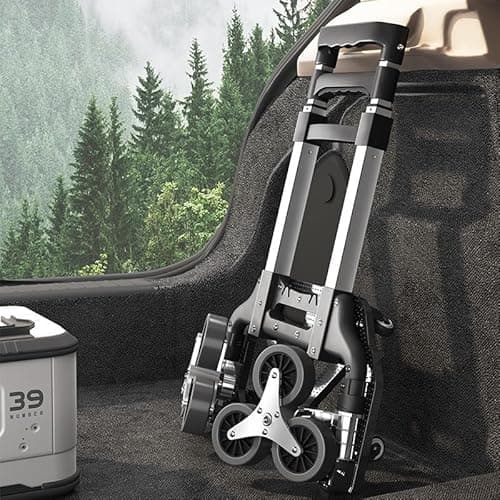 Heavy Duty 6-Wheel Stair Climbing Cart - 300lb Capacity Folding Hand Truck, All-Terrain Aluminum Trolley w/Adjustable Handle - Perfect for Groceries, Deliveries, Apartments 9