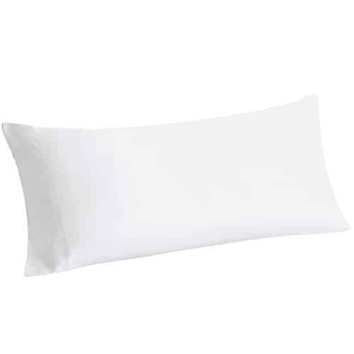 BEDELITE Body Pillow Cover, Rayon Made from Bamboo, Cooling Body Pillow Pillowcase for Hot Sleepers and Night Sweats, Breathable & Silky Soft Full Long Pillow Case Cover (White, 20x54 Inches)