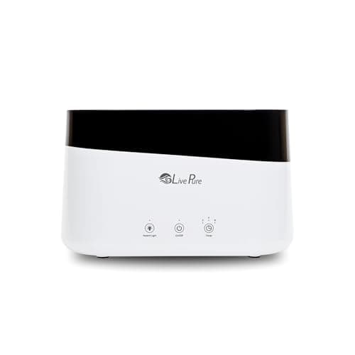 LivePure LP300HUM Aqua Flame Cool Mist Humidifier – Small Ultrasonic Plant Humidifier Indoor with Essential Oil Diffuser – Dorm Essentials, Apartment, Desks & Home Office White - 0.20 Gal/ .75L