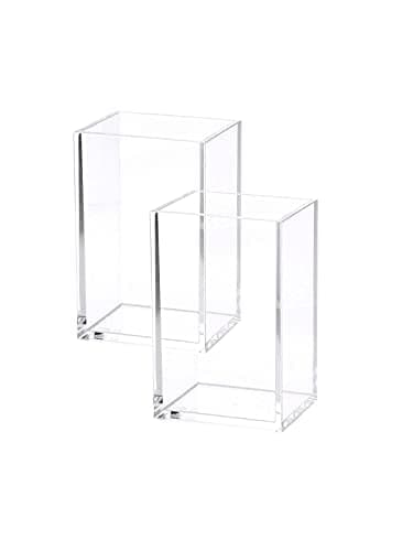 HSYMQ 2 Pack Clear Acrylic Pencil Pen Holder Cup, Makeup Brush Holder Acrylic Desk Accessories