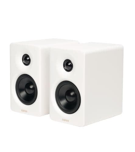 Edifier M60 Multimedia Speaker Bluetooth 5.3, 66W RMS, Hi-Res Audio & Hi-Res Wireless Audio, LDAC,3" Mid Bass & 1" Tweeter, USB-C & Aux Inputs, Compact Desktop Speaker - White