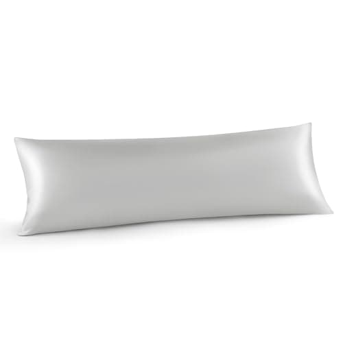 INFIIXSO Body Pillow Cover with Zipper, Luxury Mulberry Silk Body Pillow Case 20x54 Inches, Ultra Smooth and Soft Cooling Long Pillowcase, Gift for Women, Men(Light Grey)