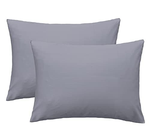 iMaylex Soft 100% Egyptian Cotton Zipper Pillow Case, Cozy and Lightweight Pillowcase, Set of 2, Light Grey, Standard, 20" x 26"
