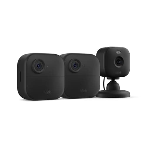 Blink Outdoor 4 + Blink Mini 2 — Smart security cameras, two-way talk, HD live view, motion detection, set up in minutes, Works with Alexa — 2 camera system + Mini 2 (Black)
