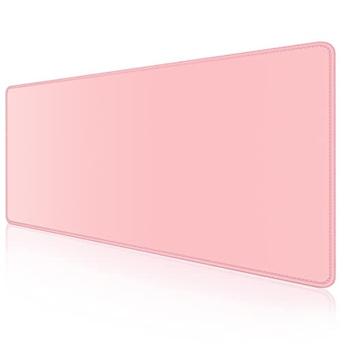 Dapesuom Large Mouse Pad, Extended Gaming Mouse Mat with Stitched Edges, Full Size Desk Mats with Non-Slip Base, Computer Big Desktop Keyboard Pad for Gamer, Laptop, Office, 23.6 x 11.8 in, Pink