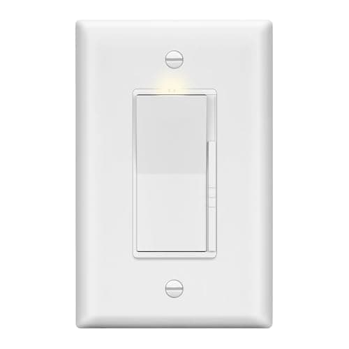 LIDER Dimmer Paddle Switch for Dimmable 300W LED/CFL Lights, 1-Pole or 3-Way, 120 V, Modern Upgrade, UL Listed, Wall Plate Included, White
