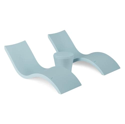 Ledge Lounger Signature Chaise Set of 2 + Affinity Side Table – in Pool Lounger Designed for Shallow Shelves Up to 9” – Outdoor Patio Sun Shelf & Poolside Furniture Bundle (Frost)