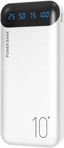Power Bank 10000mAh Portable Charger Slim External Battery Pack with 2 USB 2.4A Outputs and USB C in/Out Compatible with Huawei iPhone 16 15 14 13 12 iPad Samsung Galaxy S20 Android Tablet (White)
