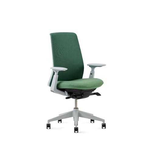 Haworth Soji Office Chair with Ergonomic Adjustments and Lumbar Support, Adjustable Desk Computer Chair with Flexible Mesh Back for Home Office Furniture, Juniper