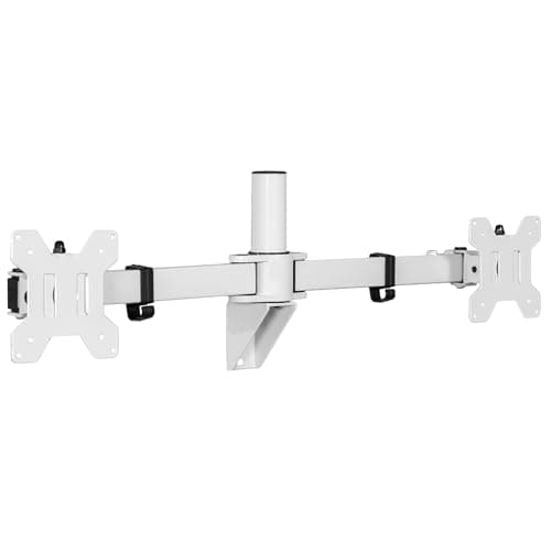 VIVO Premium Dual Ultra Wide LCD LED 27 to 38 inch Monitor Wall Mount, Heavy Duty, Telescoping Arms, Flush Wall Setup, Fits 2 Screens, White, MOUNT-TS38W