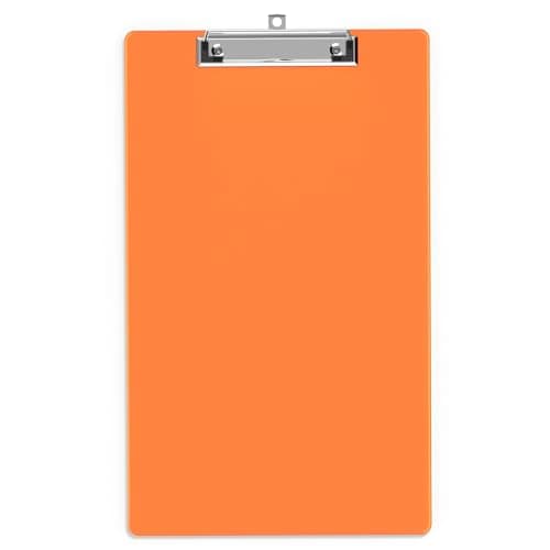Juvealoe Legal Size Clipboard, 8.5 x 14 Orange Plastic Long Clip Board with Low Profile Clip, 9 x 15 in, Suitable for Legal Lawers and Business, Office Supply