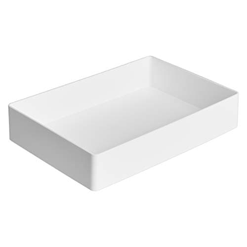 Amazon Basics Rectangular Plastic Desk Organizer with Storage Trays, Accessory Tray, Drawer Organizer, 9.4 x 6.7 x 2 inch, White