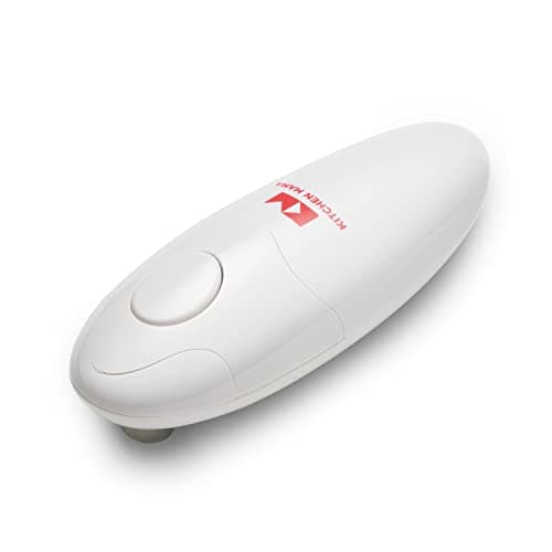 Kitchen Mama Auto Electric Can Opener: Open Your Cans with A Simple Press of Button - Automatic, Hands Free, Smooth Edge, Food-Safe, Battery Operated, YES YOU CAN (White)