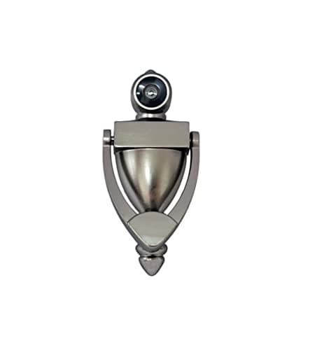 QCAA Door Knocker with 180 Degree Viewer, Zinc Die-Cast Construction 5-1/2'' Height, Satin Nickel, 1 Pack