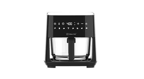 Culinary Chef 4.5-Quart Electric Air Fryer with Glass Basket, Adjustable Temperature, Touch Panel Control, One-Touch Cook Functions, and 360° Rapid Cooking, 1350 Watt Power