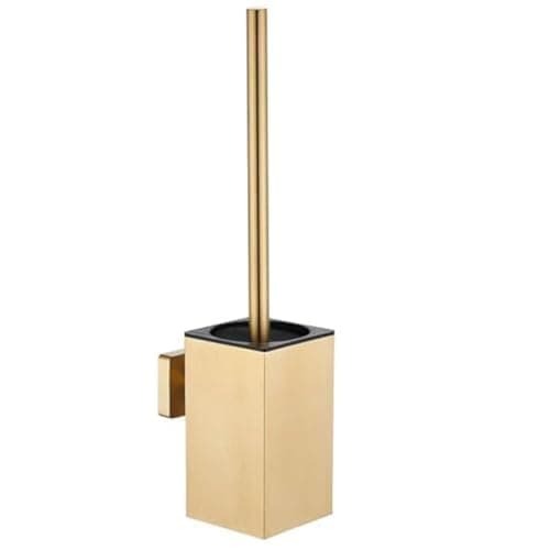 LSWYYP Toilet Bowl Brush and Holder Square,Stainless Steel Square Wall Mounted Toilet Bowl Brush with Lid,Cleaning Toilet Brush Set for Bathroom Brushed Gold