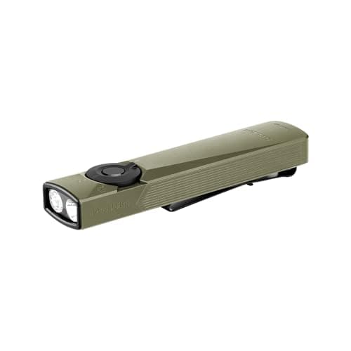 OLIGHT Arkfeld Ultra 1400 Lumens EDC Flat Flashlight, Rechargeable Compact Pocket Flash Light Combines White LED, UV and Green Beam, Triple Sources Perfect for Checking, Working (Olive-Green)