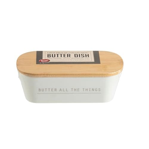 Tablecraft Butter Dish with Lid, 7.75 x 3.25 x 2.5, Melamine
