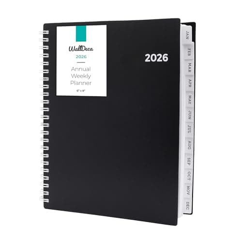 WallDeca 2026 Planner, Agenda Planner With Weekly And Monthly View, Daily Agenda Book And Yearly Planners Calendar Book, Spiral Bound With Tabs, Notes, Goals And Holidays (8 x 6 in)