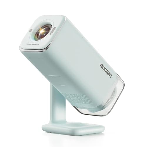 Aurzen BOOM Air Google TV Portable Projector with WiFi and Bluetooth, USB-C Powered, Smart Projector for Outdoor & Home Movie, 4K Supported, Real-Time Focus, Dolby Audio, Adjustable Stand, Off-White