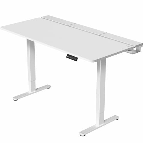 VIVO Electric 60 x 30 inch Standing Desk with Concealed Trays and Full-Size Mouse Pad, Dual Motor Memory Controller Height Adjustment, White Top White Frame, DESK-KIT-E2W-P3W