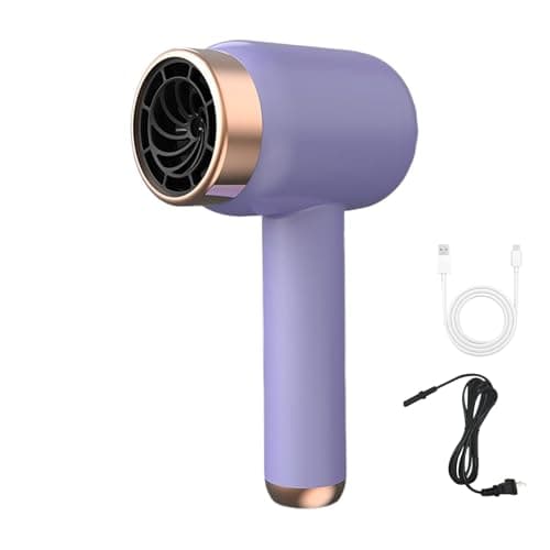 Cordless Hair Dryer for Women with Battery, Rechargeable Blow Dryer, Rechargeable Hair Dryer with USB Charging Cold Hot Wind Wireless Hair Dryers with Battery for Travel Camping (Purple A)