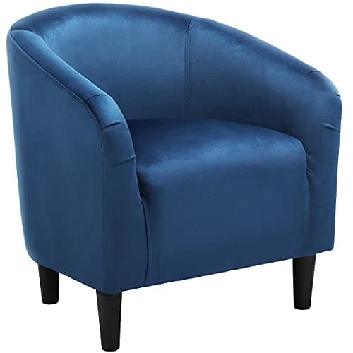 Yaheetech Accent Barrel Chair, Velvet Club Chair, Furry Sherpa Elegant Armchair with Cozy Soft Padded, Suitable for Living Room Bedroom Reception Room Office, Pagoda Blue
