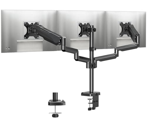 MOUNTUP Triple Monitor Stand Mount - 3 Monitors Desk Mount for Computer Screens Up to 27 inch, Triple Monitor Arm, Heavy Duty Monitors Stand, Each Arm Holds 4.4-19.8 lbs, Black