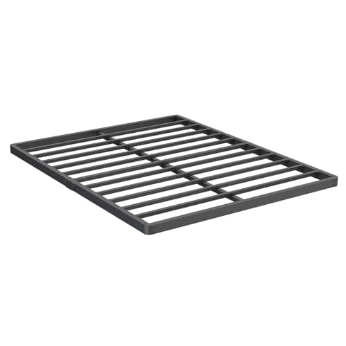 Askeld Queen Bunkie-Board Only, 2 Inch Low Box-Spring with Steel Slats, Quick Lock Metal Frame Bed-Slat Replacement, Noise Free Mattress Surpoort Base, Upholstered Bed Accessories, Black