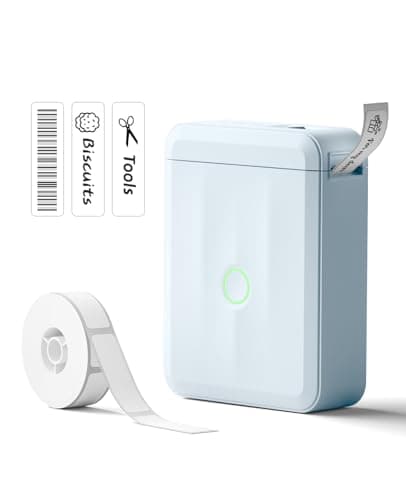 NIIMBOT Label Maker Machine Bluetooth Label Printer for School Home Office Organization, Wireless Mini Labeler D110 Upgraded Version, Label Machine with 1 Label Tape, Blue