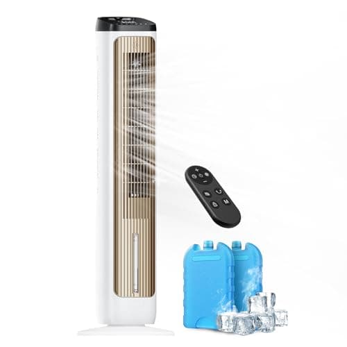 PNTCK Evaporative Air Cooler - Portable Air Conditioner Fan with Ice Packs, 12H Timer, 80° Oscillation, 3 Speeds & 4 Modes, Personal Cooling Fan with Remote for Bedroom, Office, Small Room