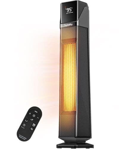 Hykolity Space Heater Large Room, 30" Electric Heaters for Indoor Use with Thermostat and Remote,70° Oscillation, 24H Timer, 1500W Fast Heating Portable Heaters for Office, Bedroom, Home - Black