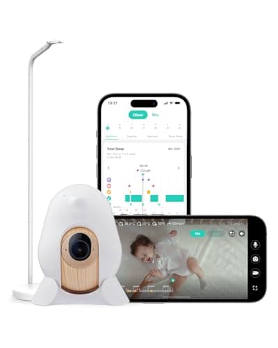 CuboAi New Model Smart Baby Monitor 3: Sleep Safety Alerts for Covered Face Rollover, 2.5K QHD Night Vision WiFi Camera, 2-Way Audio, Humidity Sensor, Lullabies. App Control (Floor Stand Set)