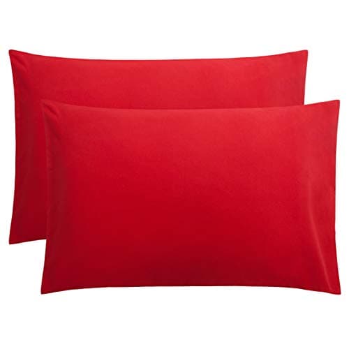 FLXXIE Pillow Cases Queen, Soft Microfiber Pillow Covers with Envelope Closure, Wrinkle Resistant Pillowcases, 2 Piece Set, 20x30, Red