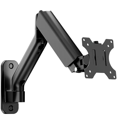 monTEK Single Monitor Wall Mount for 17 to 32 inch Flat/Curved Screens, Holds to 19.8 lbs, Full Motion Adjustable Mechanical Spring Monitor Arm, 75x75/100x100 VESA Wall Mount, Black
