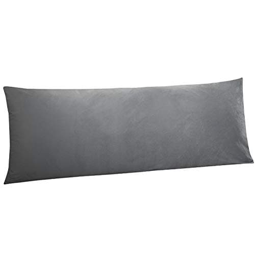 NTBAY 1 Pack Zippered Velvet Body Pillow Cover, Super Soft and Cozy Luxury Fuzzy Flannel 20x54 Long Pillowcase with Zipper, 20x54 Inches, Smoke Grey
