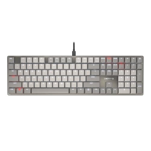 Cherry KC 500 MX LP Mechanical Low Profile Keyboard | Slim Design | White Lighting | PBT Key caps New MX LP 2.0 Switches (Gray, Full Size)