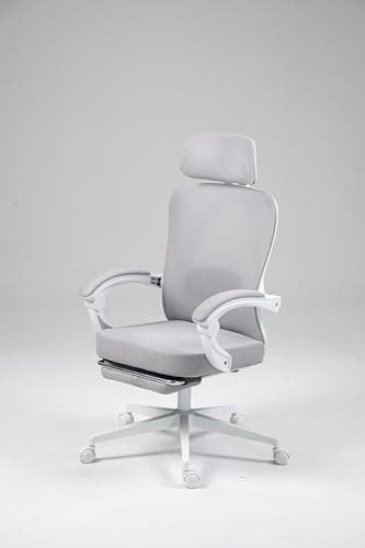 Dowinx Big and Tall Office Chair 600lbs,Ergonomic High Back Computer Desk Chair with Wide Thick Seat Cushion,Adjustable Lumbar Support and Backrest,Metal Base,Grey