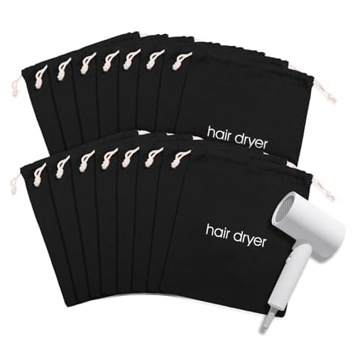 Hair Dryer Bags Bulk, Hairdryers Storage Drawstring Pouch, Blow Dryer Case Container Hairdryer and Styling Tools Accessories Bags for Hotel Home Travel Bathroom 15in x 13in (16 PCS Black)