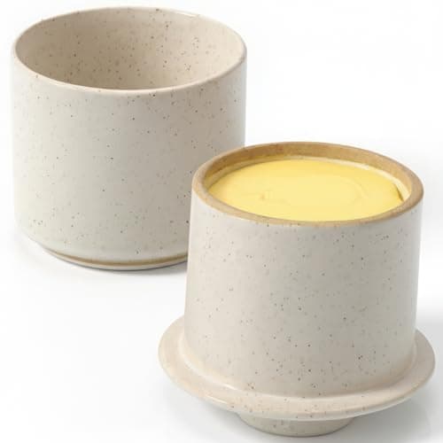 Beautiful Ceramic Butter Crock For Kitchen Countertop – Premium Container with Water Seal is Perfect to Keep Your Butter Fresh, Soft and Spreadable - Easy to Use French Butter Holder with Lid