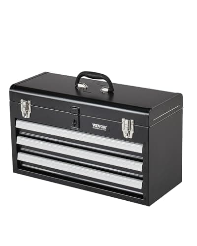 VEVOR Metal Tool Box, 20.5-inch, Portable Metal Tool Box with 3 Drawers, Small Tool Chest with EVA Liners, Ball Bearing Slide Drawers Locking & Powder Coated Finish, Multi-Function Tool Organizer
