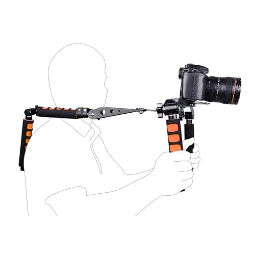 Universal Shoulder Rig Kit, Camera Shoulder Mount Kit for DSLR Video Camcorder Stabilizer with Adjustable Height Handle, Foldable, Aluminum Alloy Frame