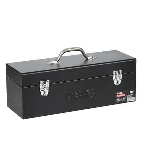 Black Canyon 20 Inch Steel Tool Box, Metal Tool Box, 0.8mm Carbon Steel, Portable & Padlockable, Sturdy & Durable toolbox, Ideal for Trailer, Mechanic, DIY-ers, Car, Workshops, Garages, Repair Shops