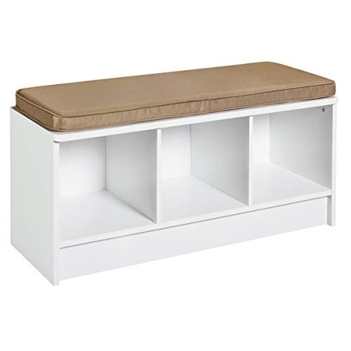ClosetMaid 1569 Cubeicals 3-Cube Storage Bench, White with Tan Cushion